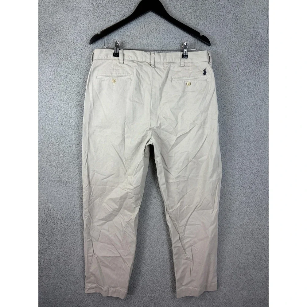 Polo Ralph Lauren Ethan Pants Mens 35x30 Beige Pleated Chino Classic Fit Casual